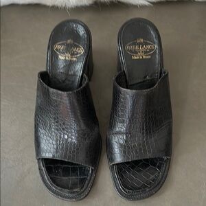 Free Lance Black Croc-Embossed Mules
